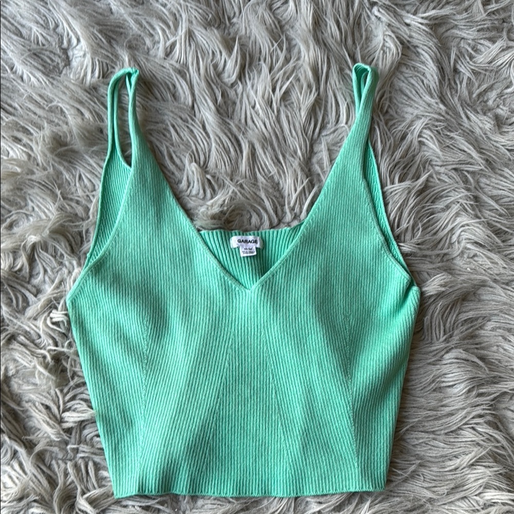 Garage Brand Knot Mint Green Ribbed Crop Top Size M